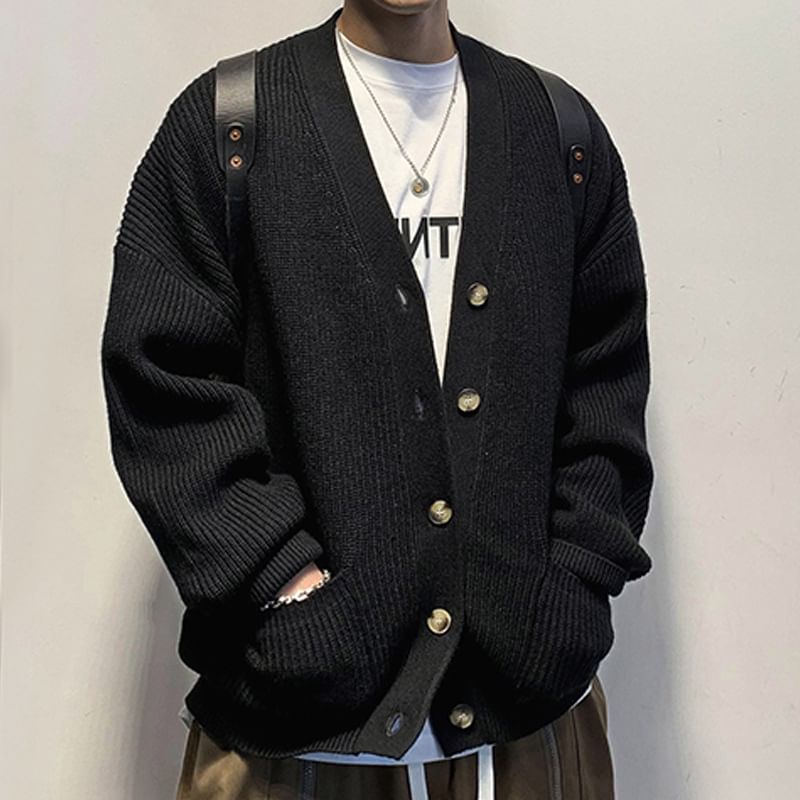 GRAYCIOUS - V-hals, effen vest met knoopjes