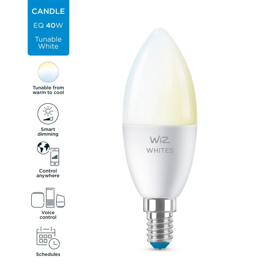 WiZ - C37 Candle E14 Tunable White til Smarte Hjem