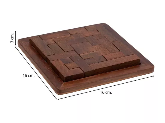Jeu de casse-tête en zigzag en bois marron 16x16x03h