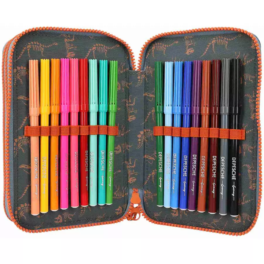 Depesche 3-Fach Federtasche Roar Dino World 20 x 13 cm bunt