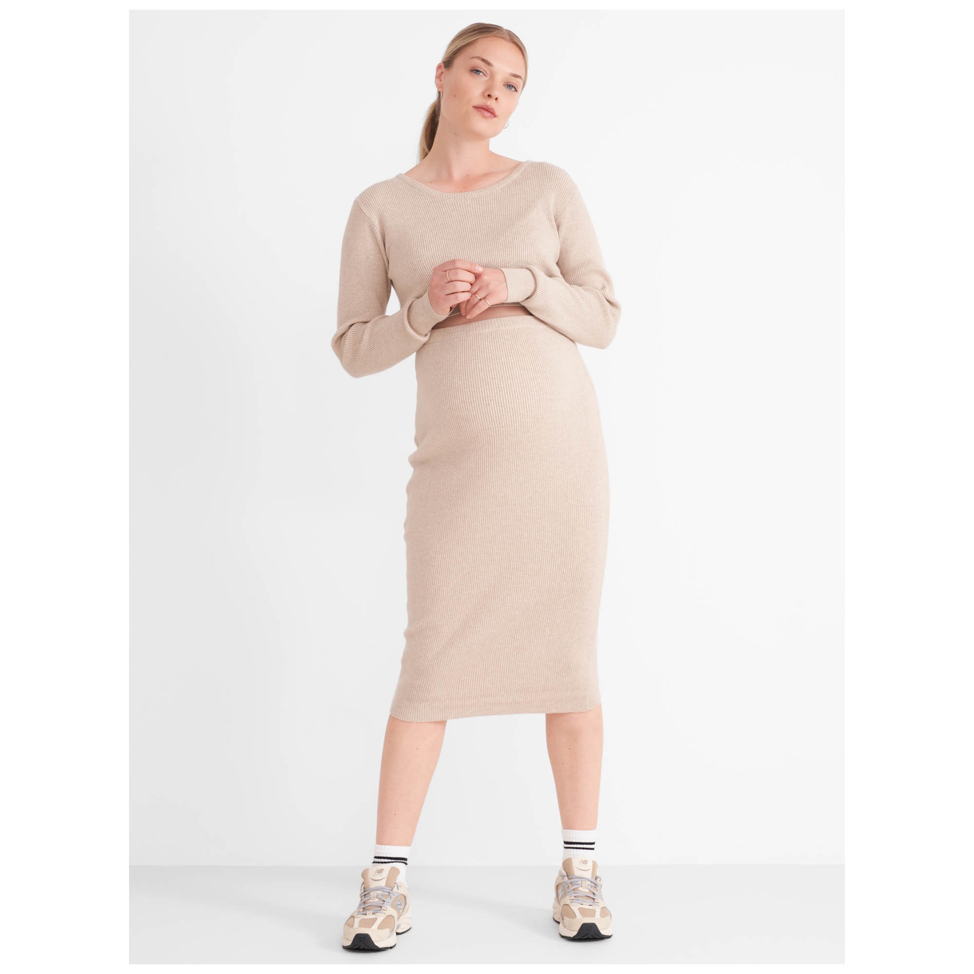 Prénatal zwangerschapsrok knielengte  beige