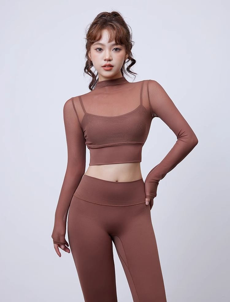 CUCURBIT - Sport-T-shirt met lange mouwen en een effen mesh-hals