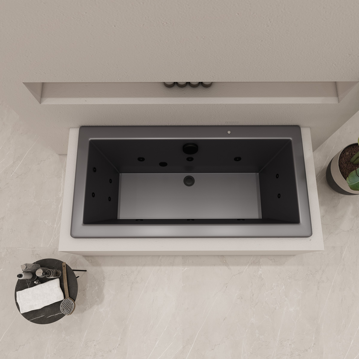 Xenz Society inbouw bubbelbad 170x75cm zwart mat elektronisch 6 4 2 hydrojets zwart