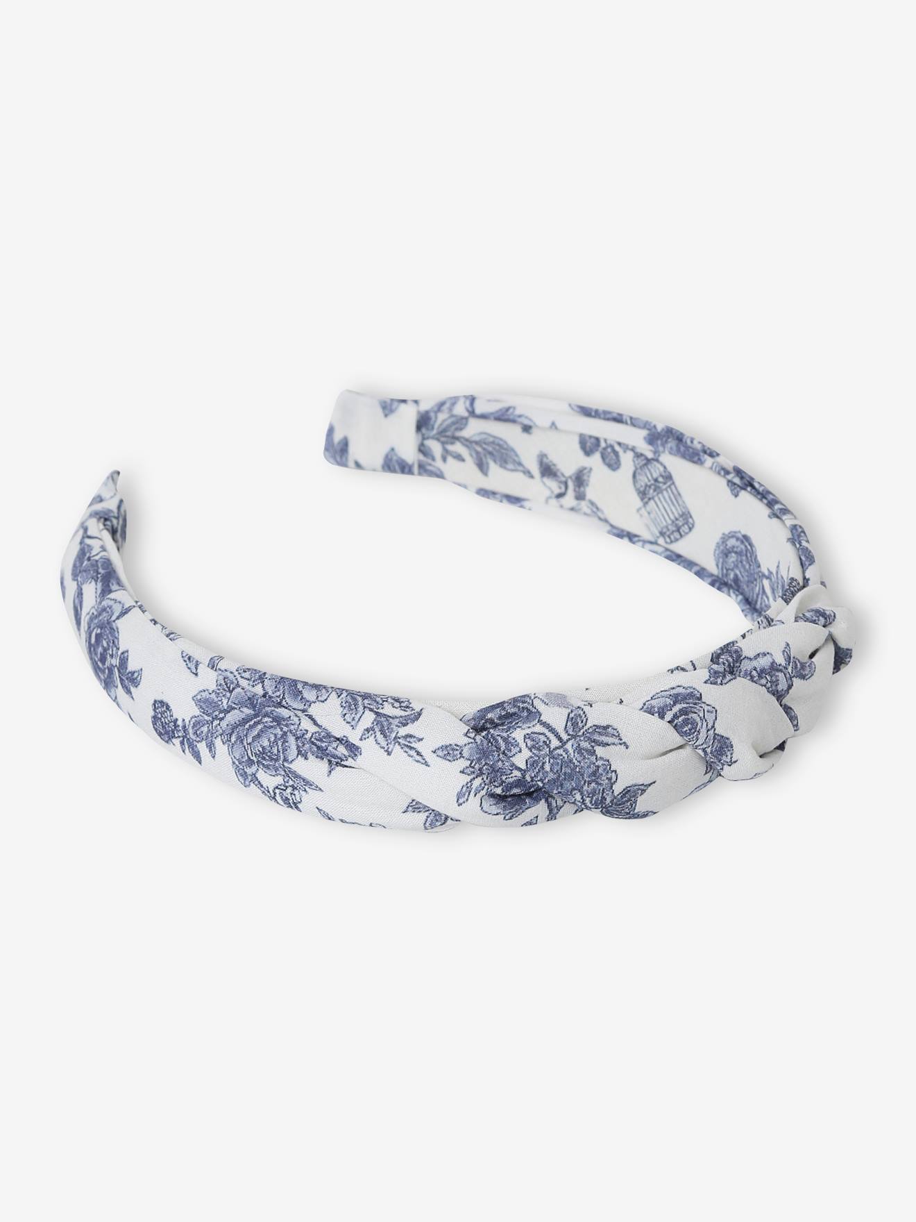 Faixa de cabelo com estampa de flores pequenas para menina, cor creme