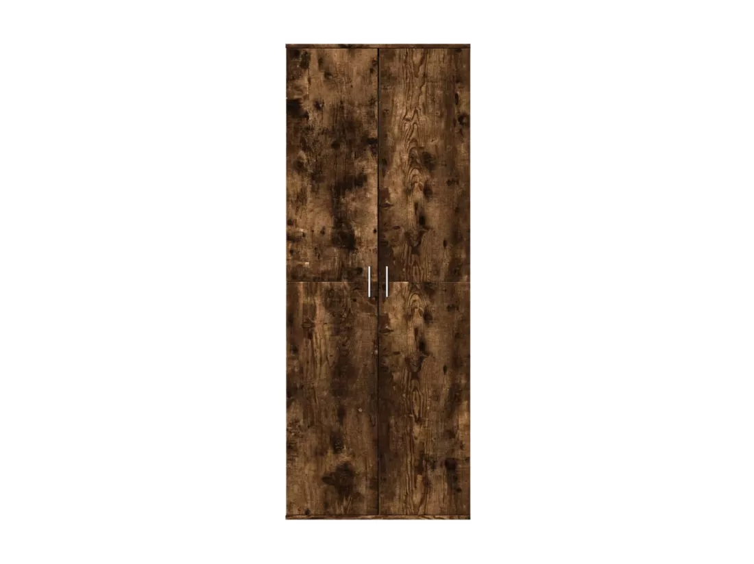 Buffet haut chêne fumé 70x35x180 cm bois d'ingénierie