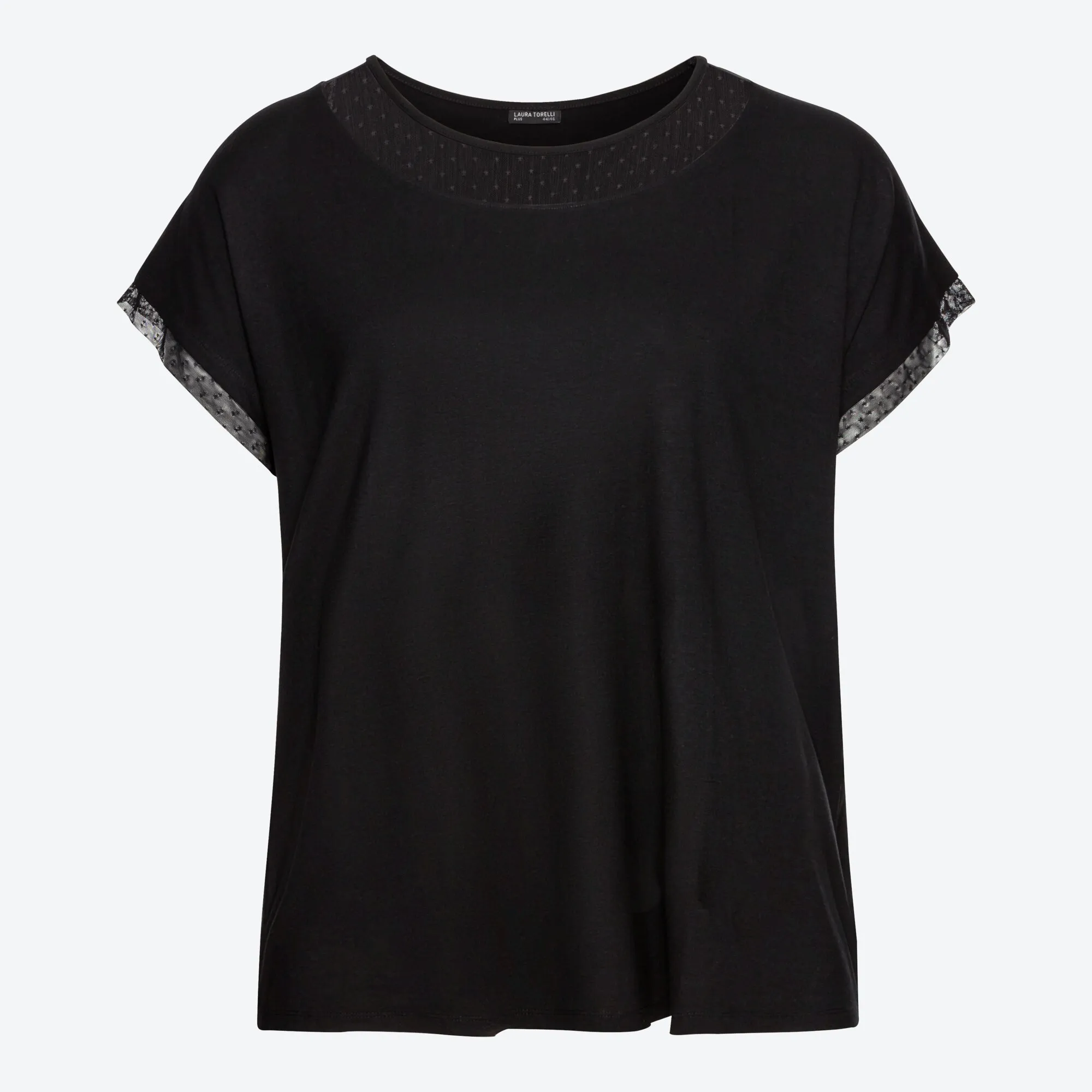 Damen-T-Shirt mit Mesh-Verzierungen, große Größen