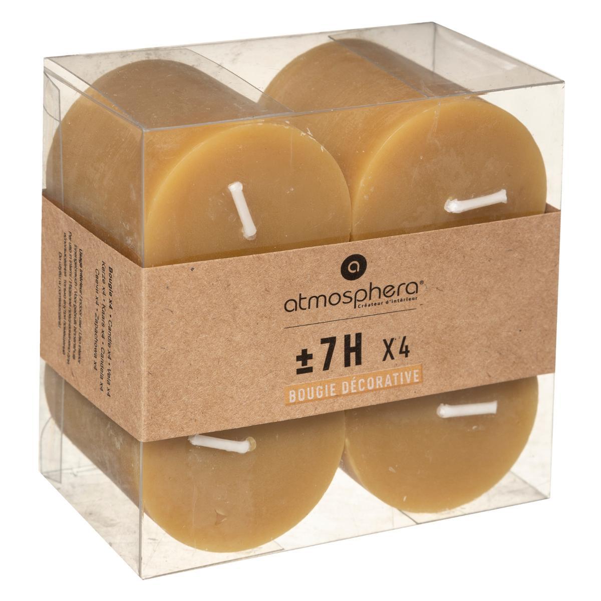 BOUGIE VOTIVE OLIA JAUNE D.4.5CM X4 PIECES