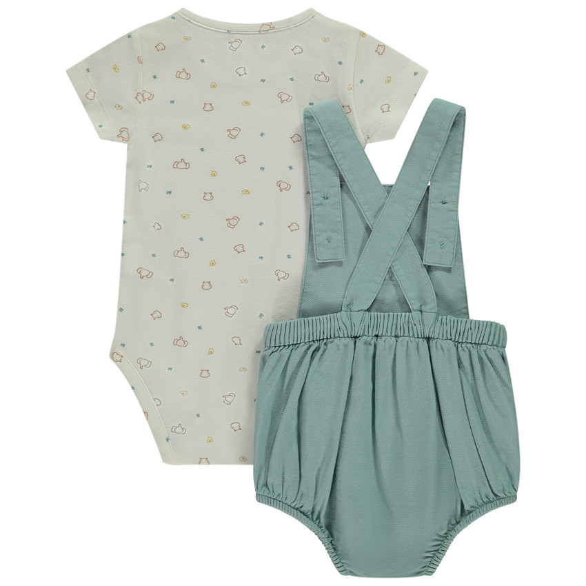 Ensemble 2 pièces avec barboteuse brodée pour bébé garçon