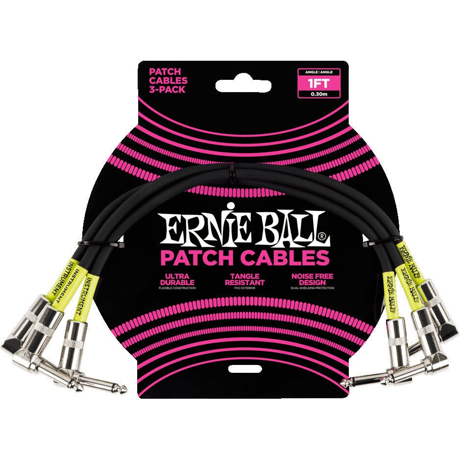 Ernie Ball 6075 patchkabel 30 cm zwart (3 stuks)
