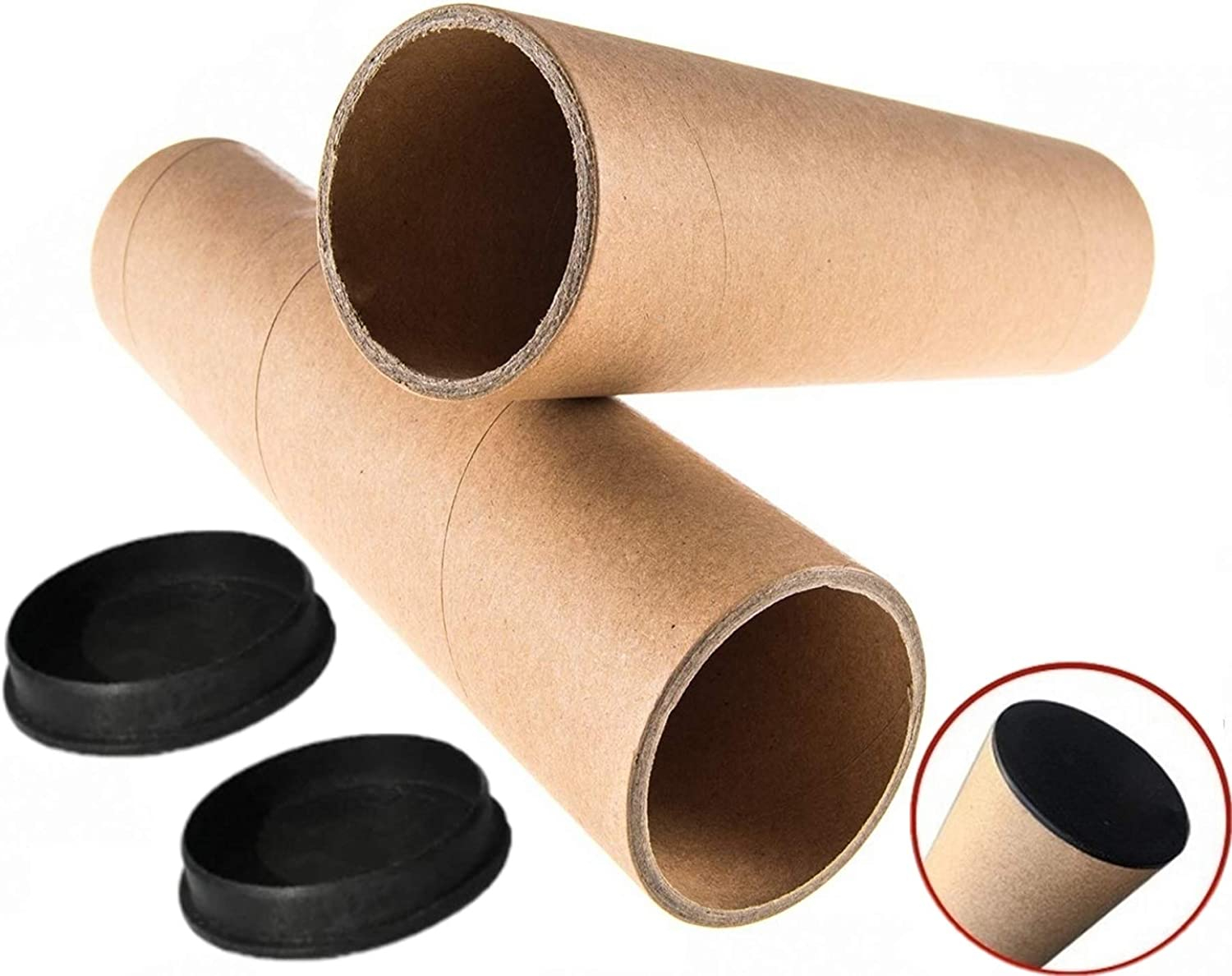 (100cm) Ø95mm Versandrolle Karton Planrolle Zeichnungs Hülse mit Deckel - Braun