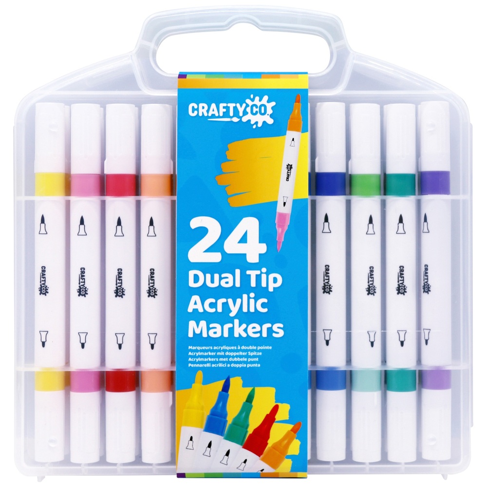 Crafty Co. Acrylmarker mit Doppelspitze, 24er-Packung