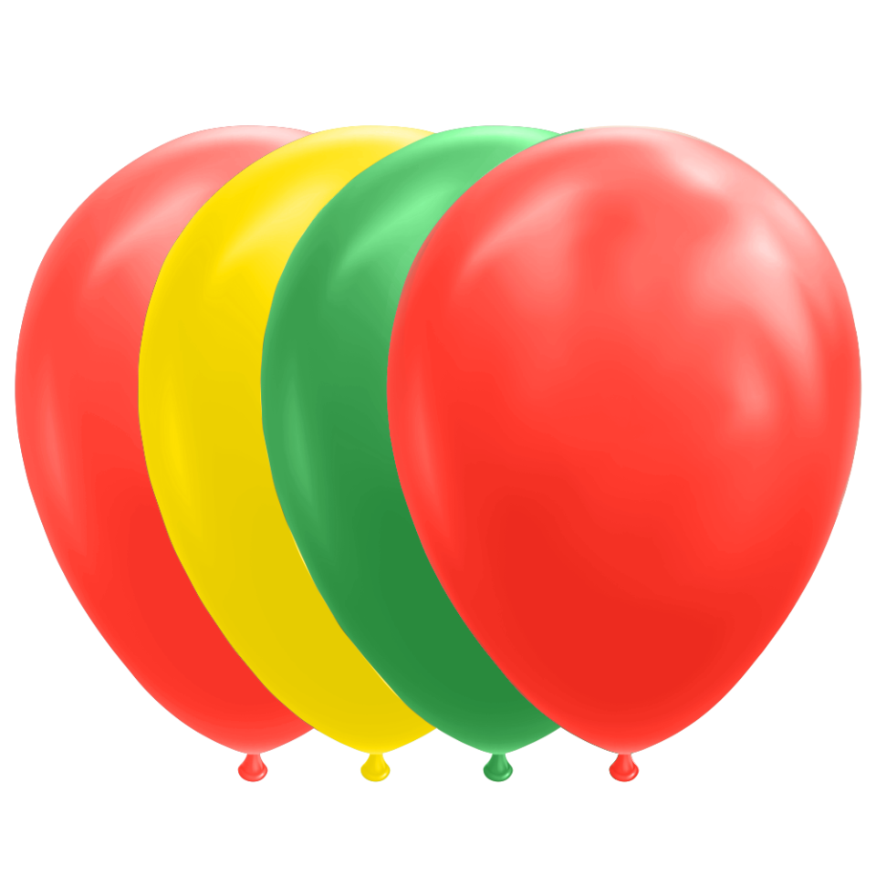 Rood Groen Gele Ballonnen 30cm 100st