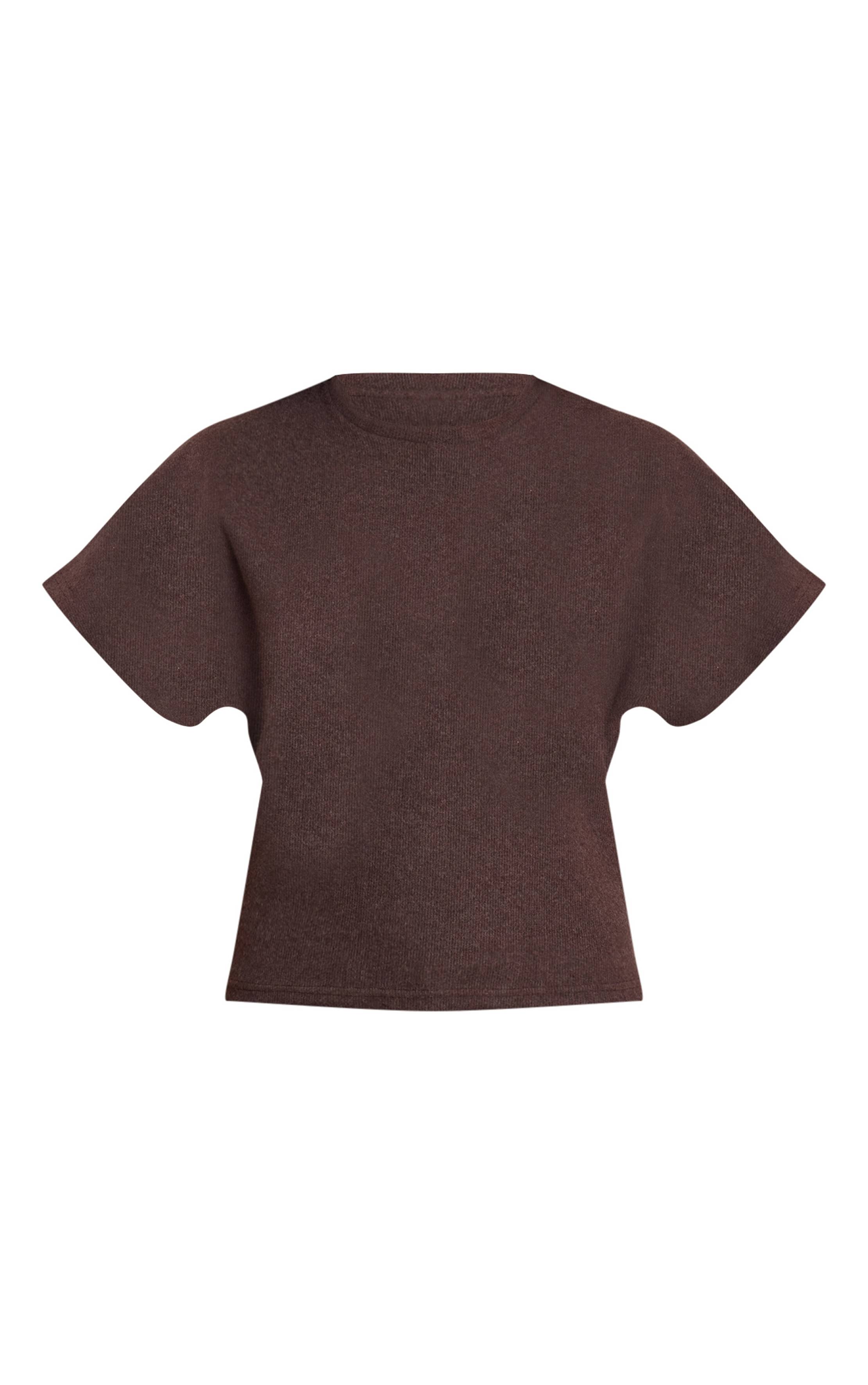 Chocolat T-shirt Côtelé Épais À Taille Froncée