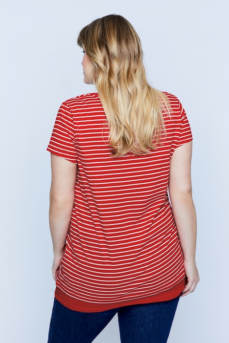 Bellieva-Shirt, doppellagig, Ringel Shirt, längeres uni Top, Biobaumwolle, GOTS