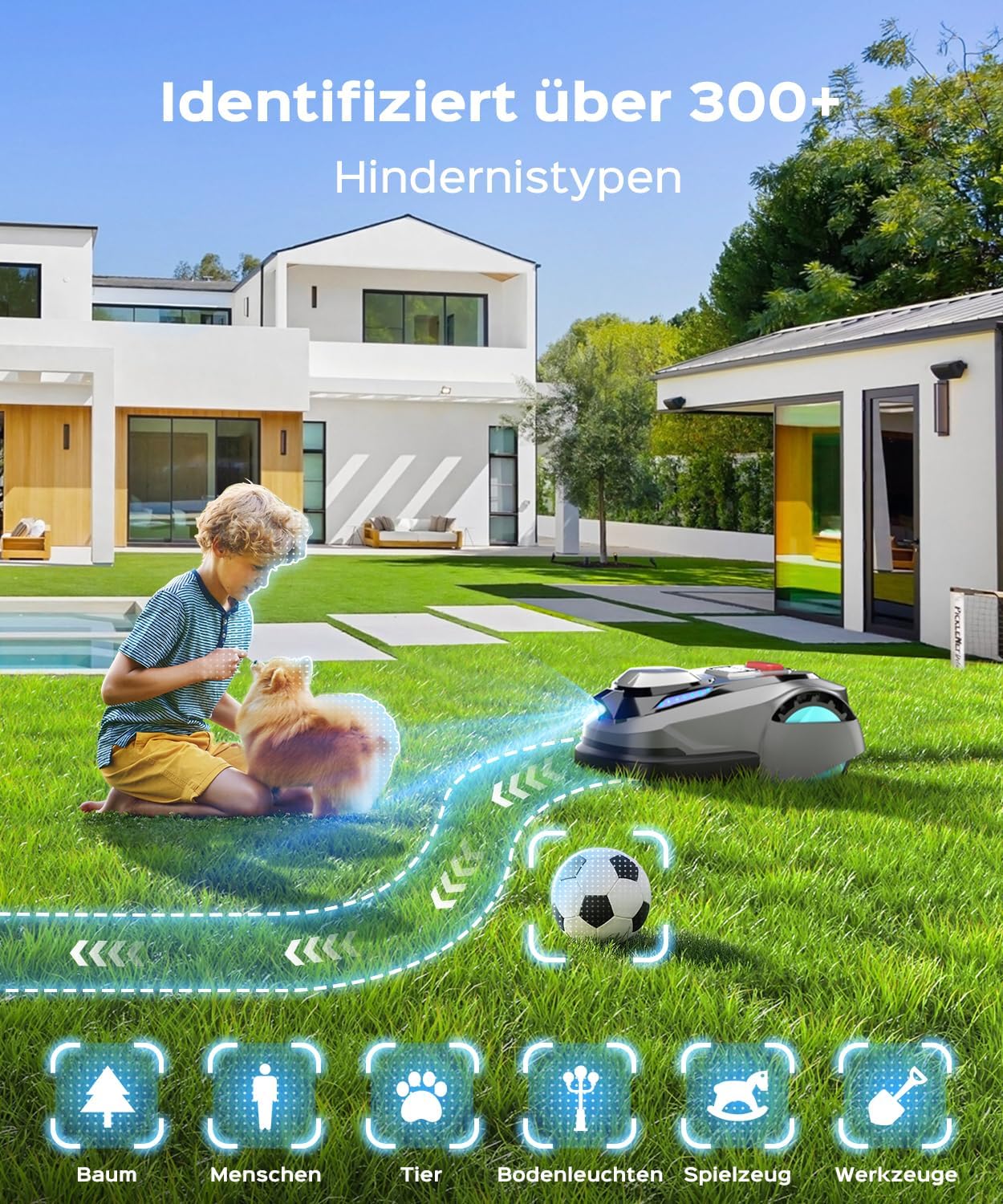 N1600PRO Mähroboter ohne Begrenzungskabel,Max.1600 m²,RTK+Vision Rasenmäher Roboter,Multizonen-Management,U-förmiges Mähmuster,Smarte Hindernisvermeidung Rasenroboter,KI Auto Kartierung