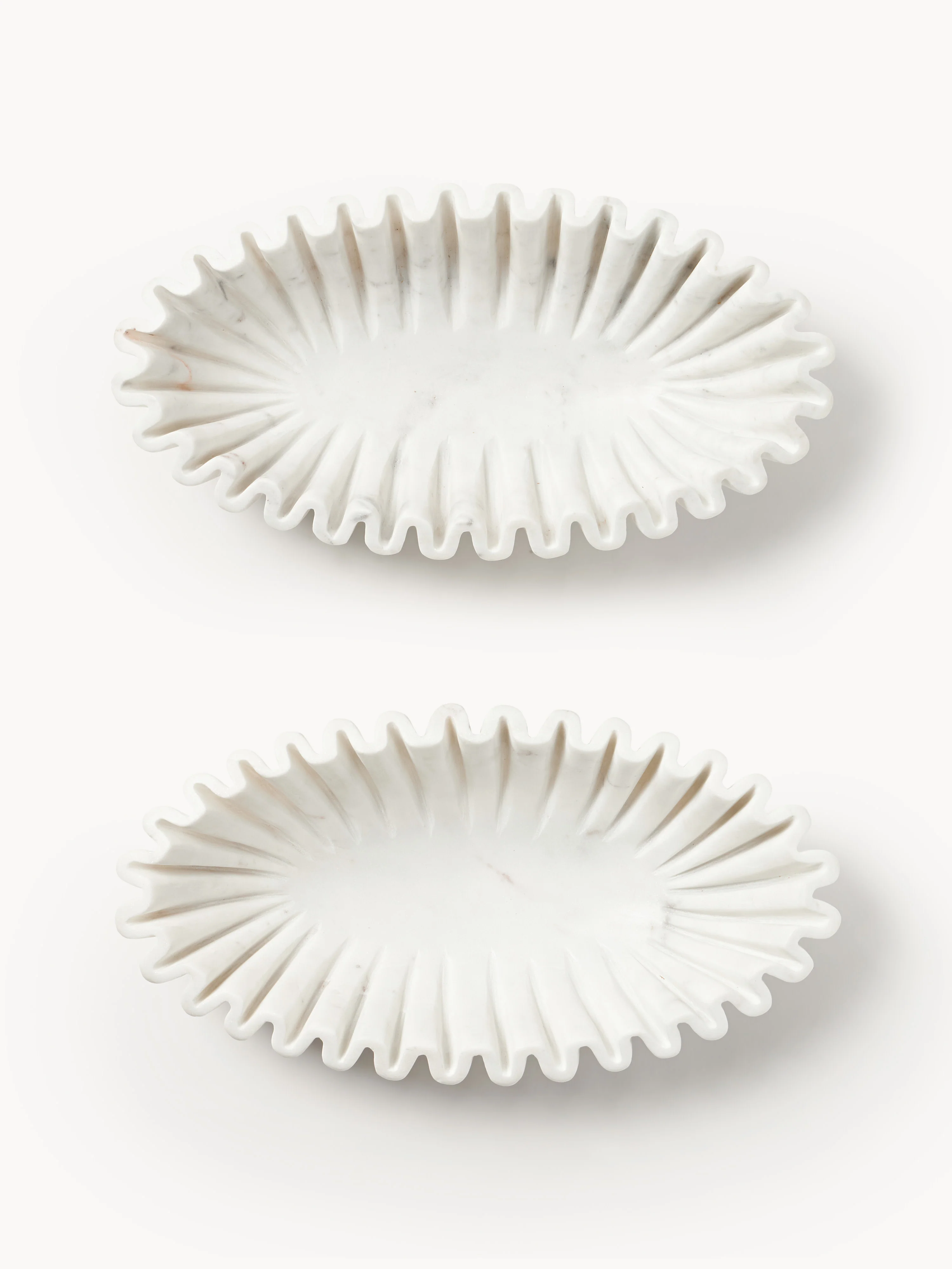 Handgemaakte ovale decoratieve schaal Santorini van marmer, B 35 cm