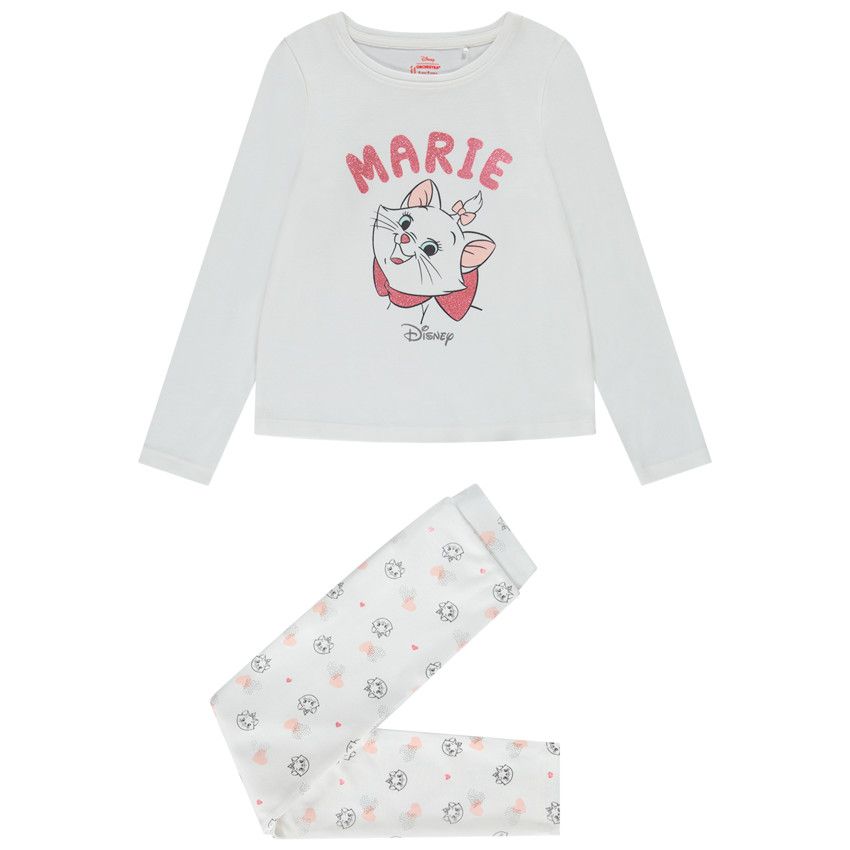 Pyjama 2 pièces en jersey print Marie Disney pour fille - Ecru