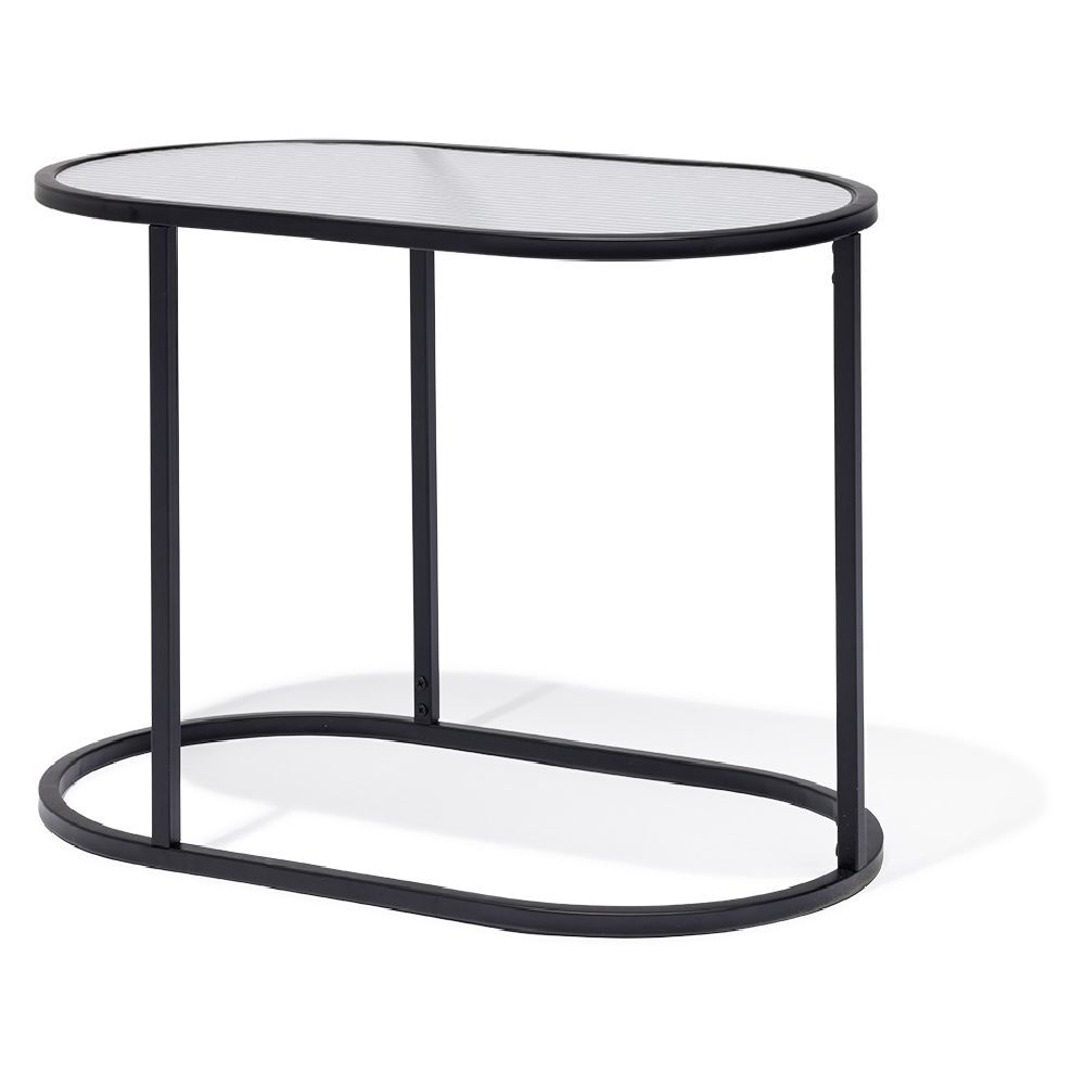 Table d'appoint Arty métal et verre noir - L63xP36xH45 cm