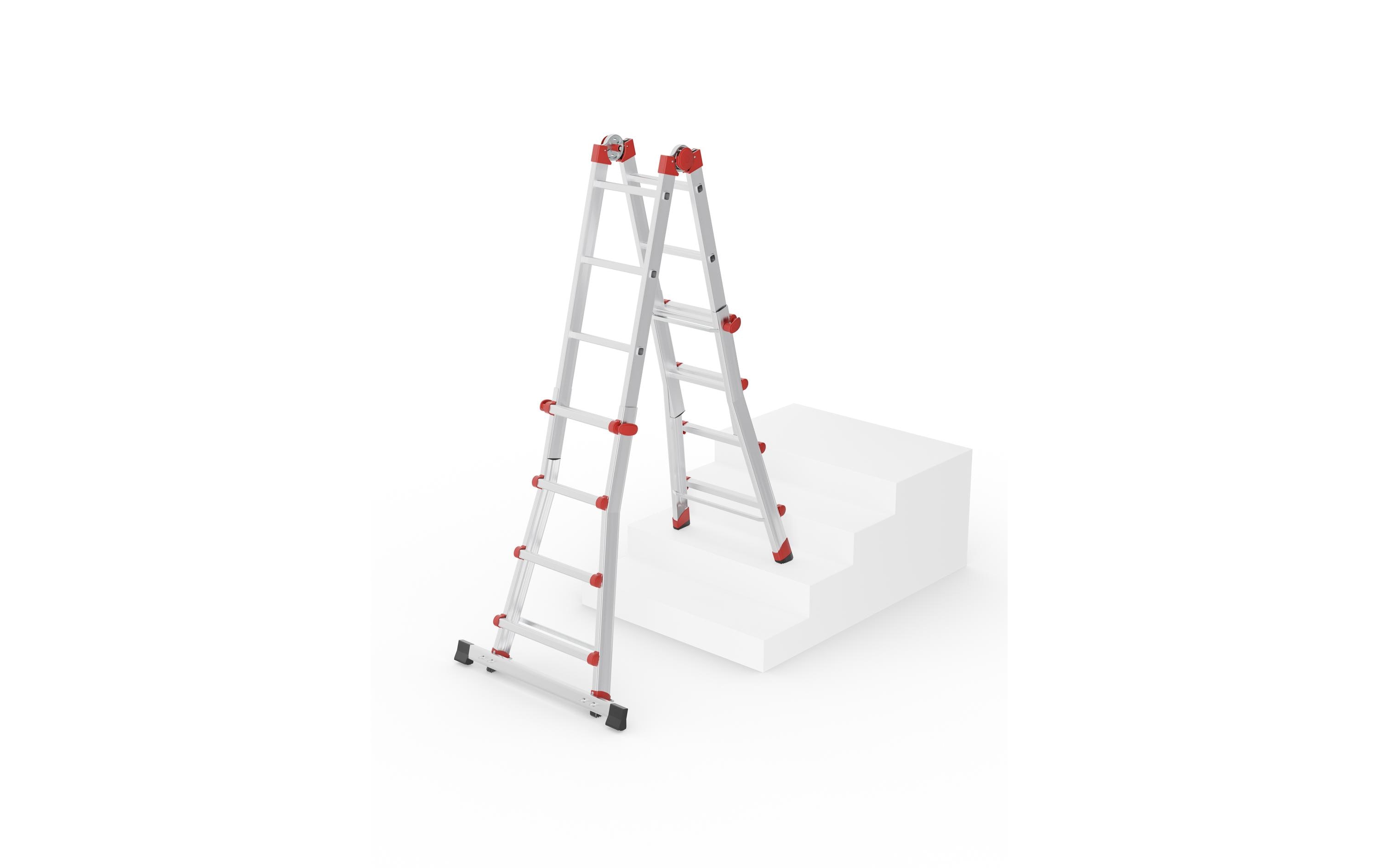 Teleskopleiter 4 x 4 Sprossen<br>Verwendbar als Anlege- und Schiebeleiter