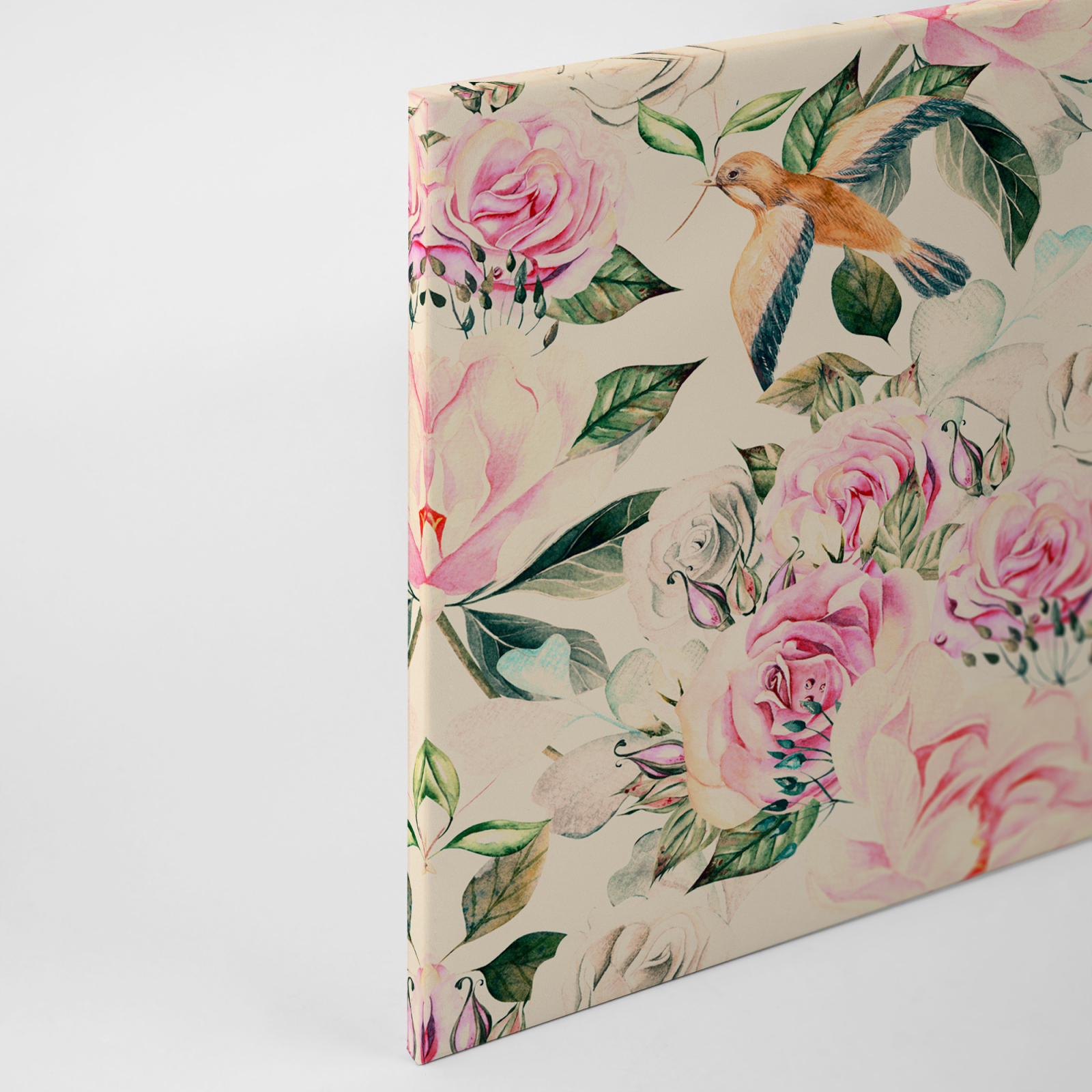 Leinwandbild BLUMEN - beige - 90x60 cm