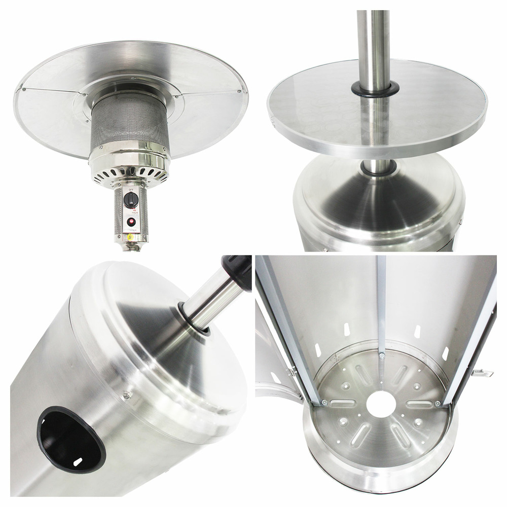 Parasol chauffant oslo chauffage d'extérieur gaz - acier inox + housse et table