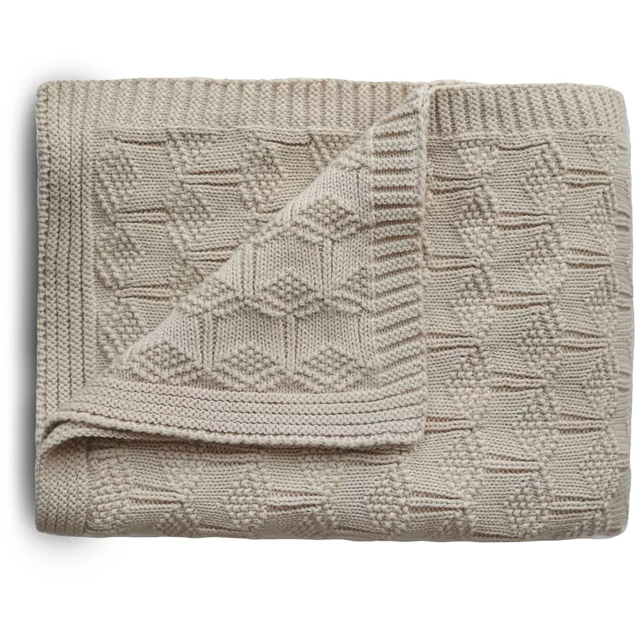 mushie Strickdecke Honeycomb Beige 80 x 100 cm