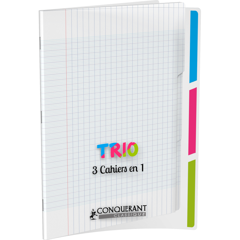Cahier 3 Sections Conquerant Classique Agrafe 240X320 96P 90G Seyes Polypro Incolore