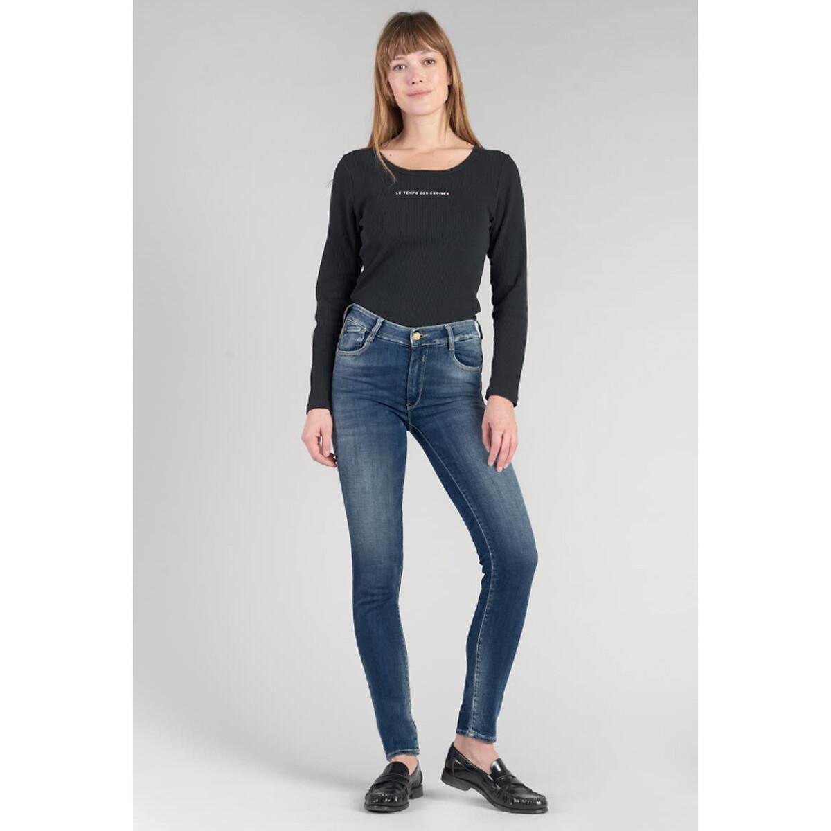 LE TEMPS DES CERISES<br>Calça jeans slim com cintura alta