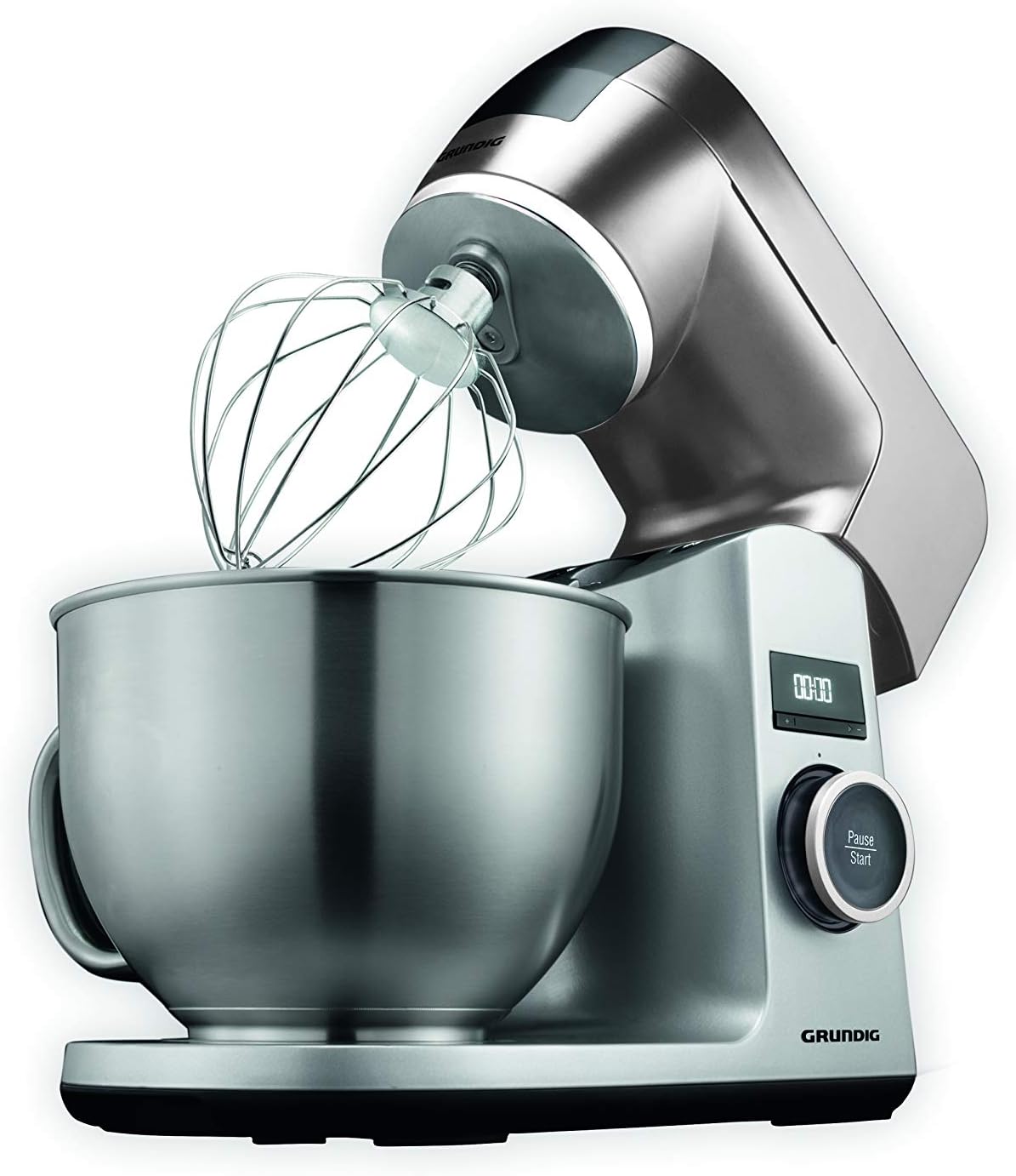 Grundig KMP8650S Küchenmaschine, 1000 W, 4,6 l Edelstahlrührschüssel, Schwarz/Silber