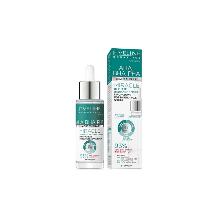 Eveline 3xAcid AHA BHA PHA Miracle Zwei-Phasen-Aufhellendes Gesichtsserum 30 ml