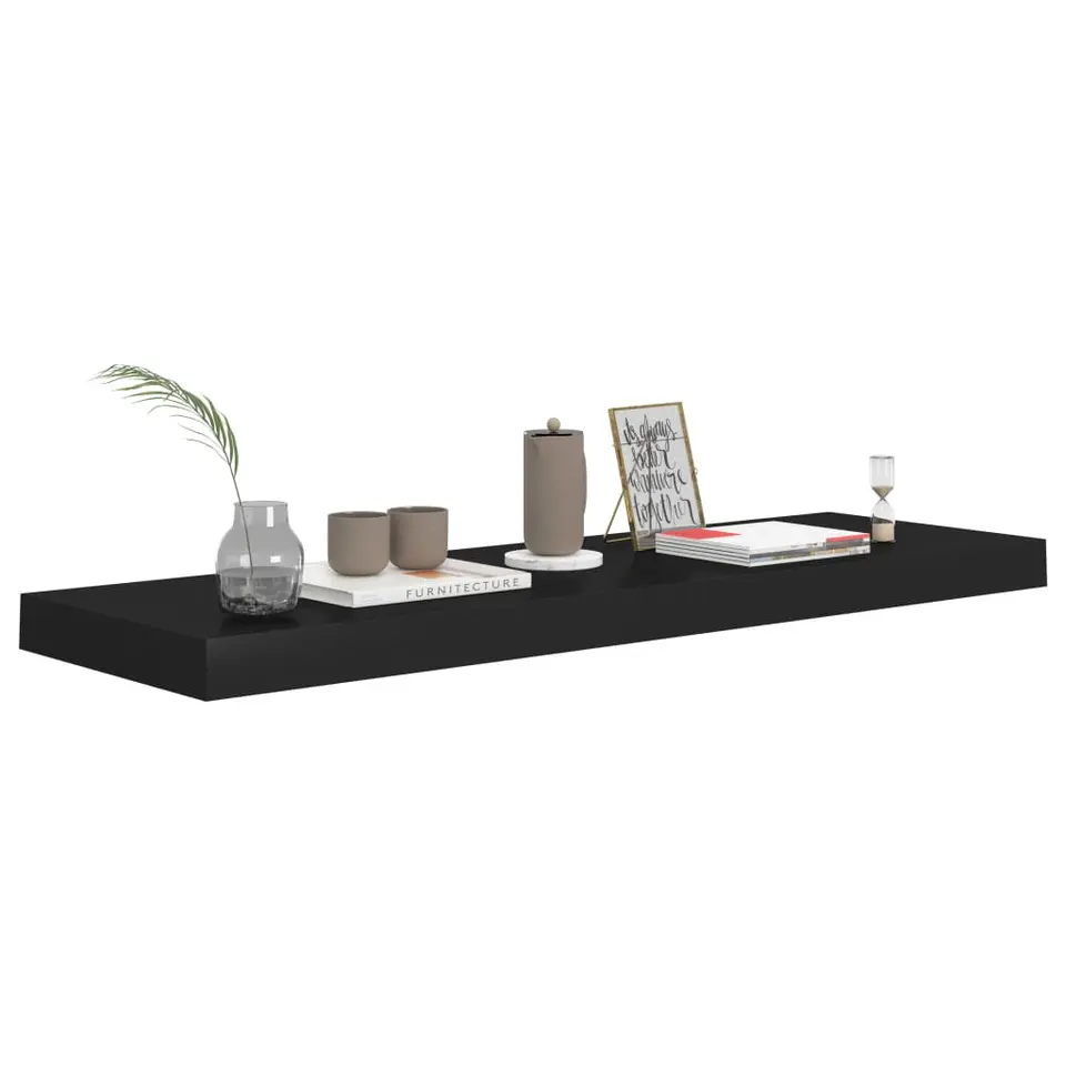 vidaXL - Wandschap - Zwart - MDF - 80 x 23.5 x 3.8 cm