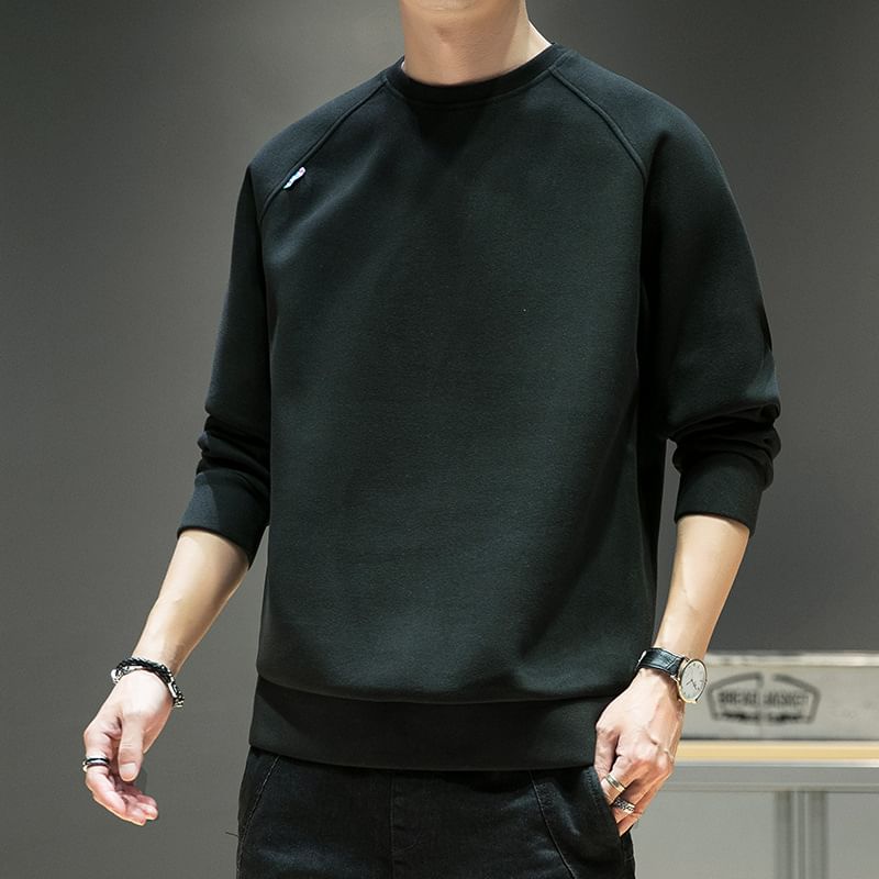 Lefitt - Sweatshirt met ronde hals en effen kleur
