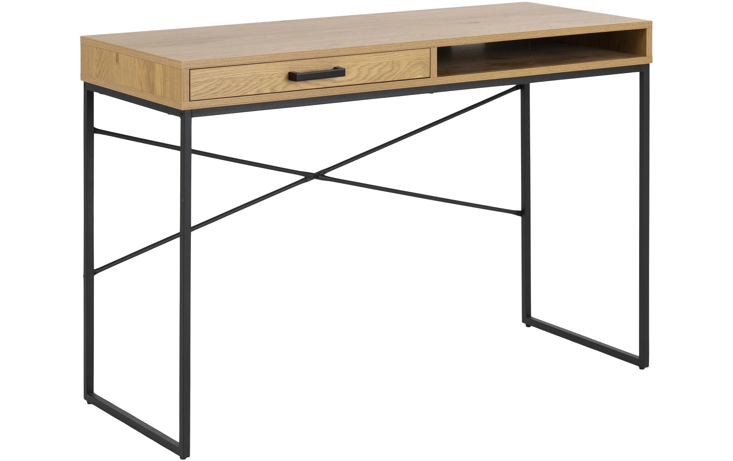 Tisch Seaford, Schwarz matt / Wildeiche matt<br>Bürotisch im modernen Industriestil