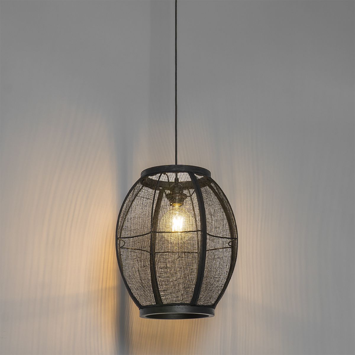 Oosterse hanglamp zwart stof 35 cm - Rob