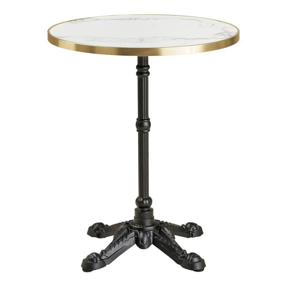 Hioshop Trine cafetafel Ø60cm marmerdecor wit