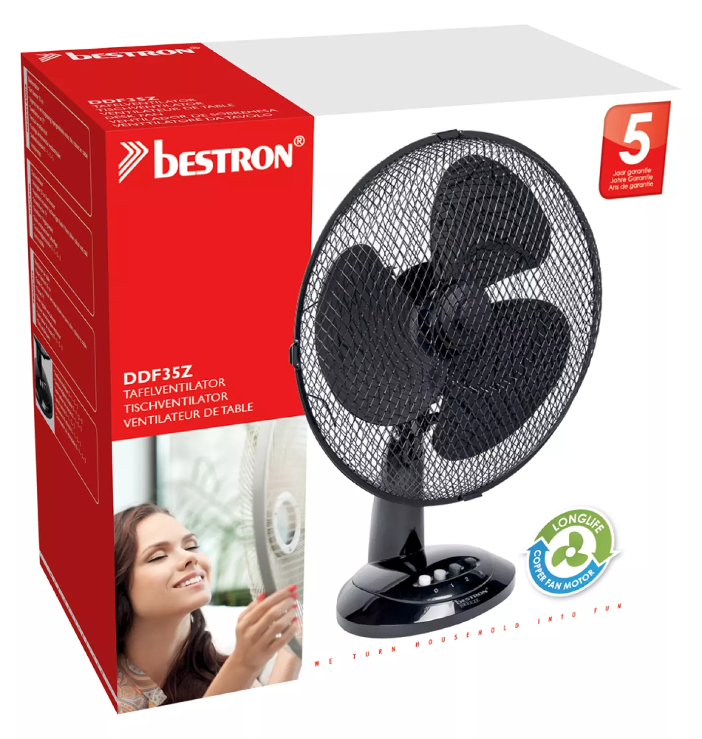 Bestron DDF35Z Bureauventilator - Zwart - 40W - 350mm