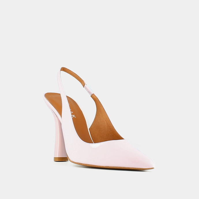Escarpins slingback à bouts pointus  en vernis rose clair