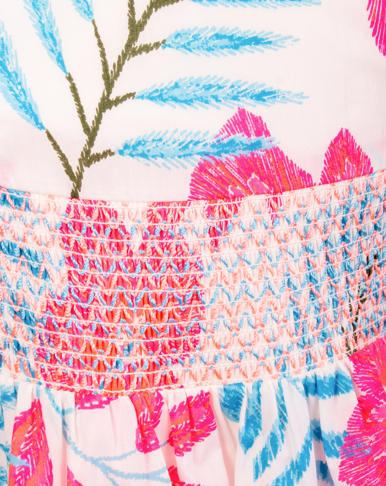 Kleid FLOWERS & LEAVES ärmellos in neon pink