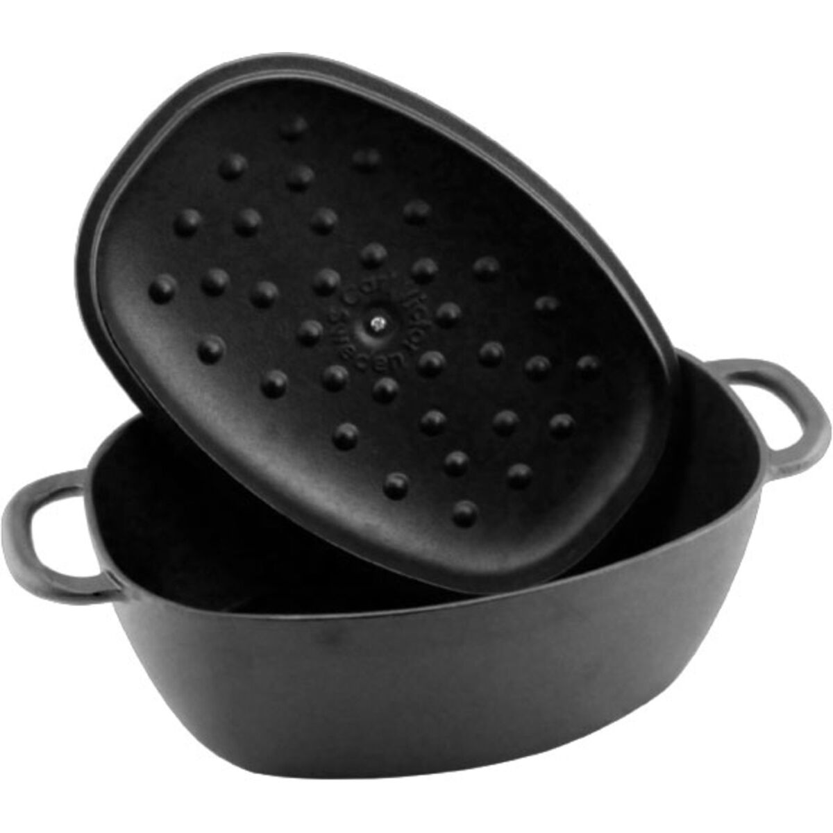 Støpejernsgryte med lokk 6 liter, oval