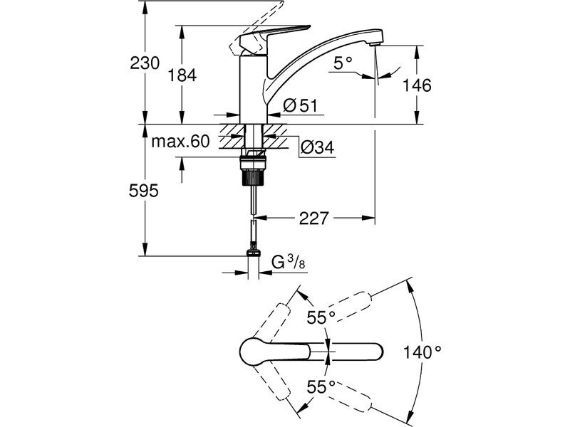 GROHE Küchenarmatur Start Mattschwarz Einhand-Spültischbatterie
