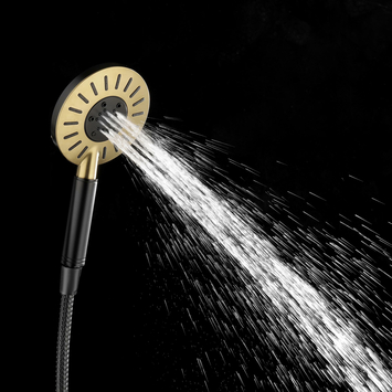 Tiger regendoucheset Akcent zwart/messing incl kraan en handdouche met 3 straalstanden