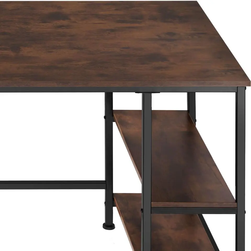 tectake Bureau Canton 120x60x75,5cm, Industrieel Hout Donker, Rustiek