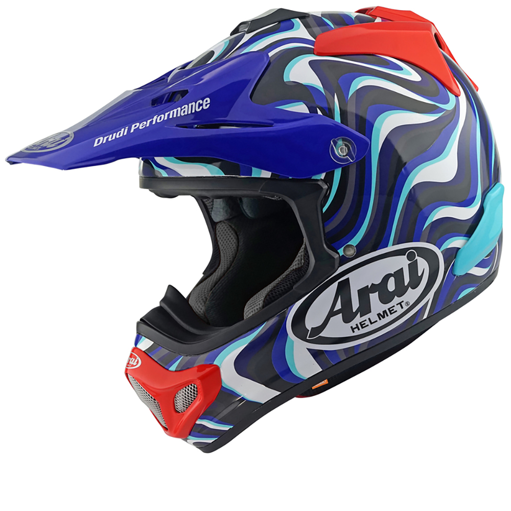 Arai - Casque MX-V Evo Stream Bleu / Turquoise / Rouge / Blanc