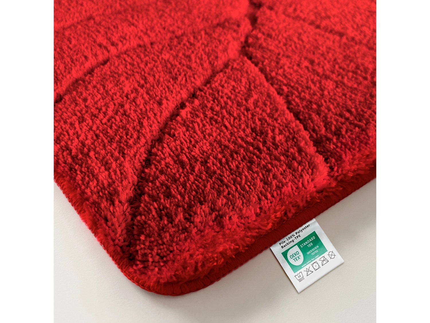 Maris badmat - Zachte badmat met bladtextuur - Rood / 40 x 60 cm