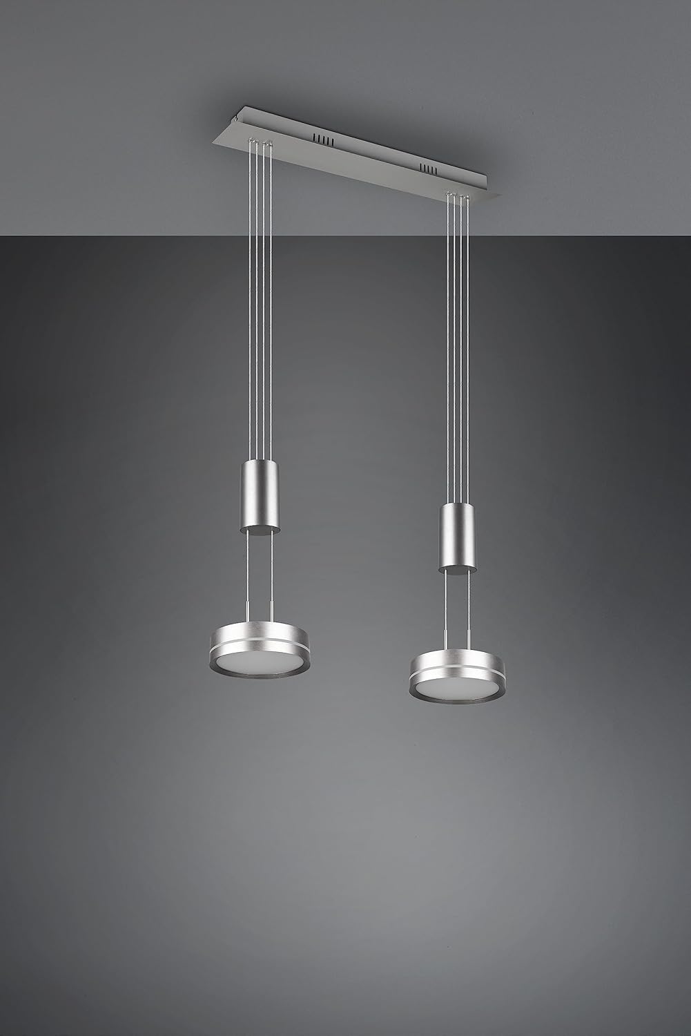 Trio Leuchten LED Pendelleuchte Franklin 326510207, Metall Nickel matt, inkl. 2x 9 Watt LED, Switch Dimmer