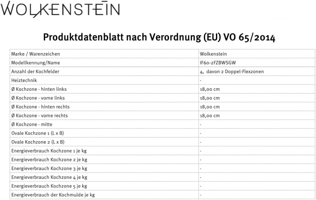 WOLKENSTEIN IF60-2FZBWSGW Induktionskochfeld mit Edelstahlrahmen | 60cm | Autarkes Kochfeld | 4 Kochzonen | 9 Heizstufen | 7400W | Slider Touch Control | Kindersicherung | Timer | Glaskeramik