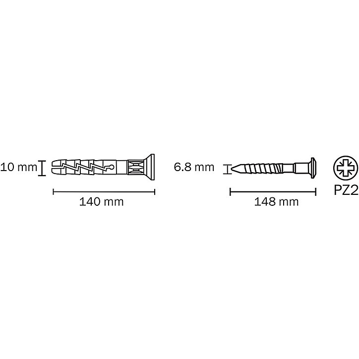 10 chevilles à frapper Diall nylon CS PZ Ø10x140mm