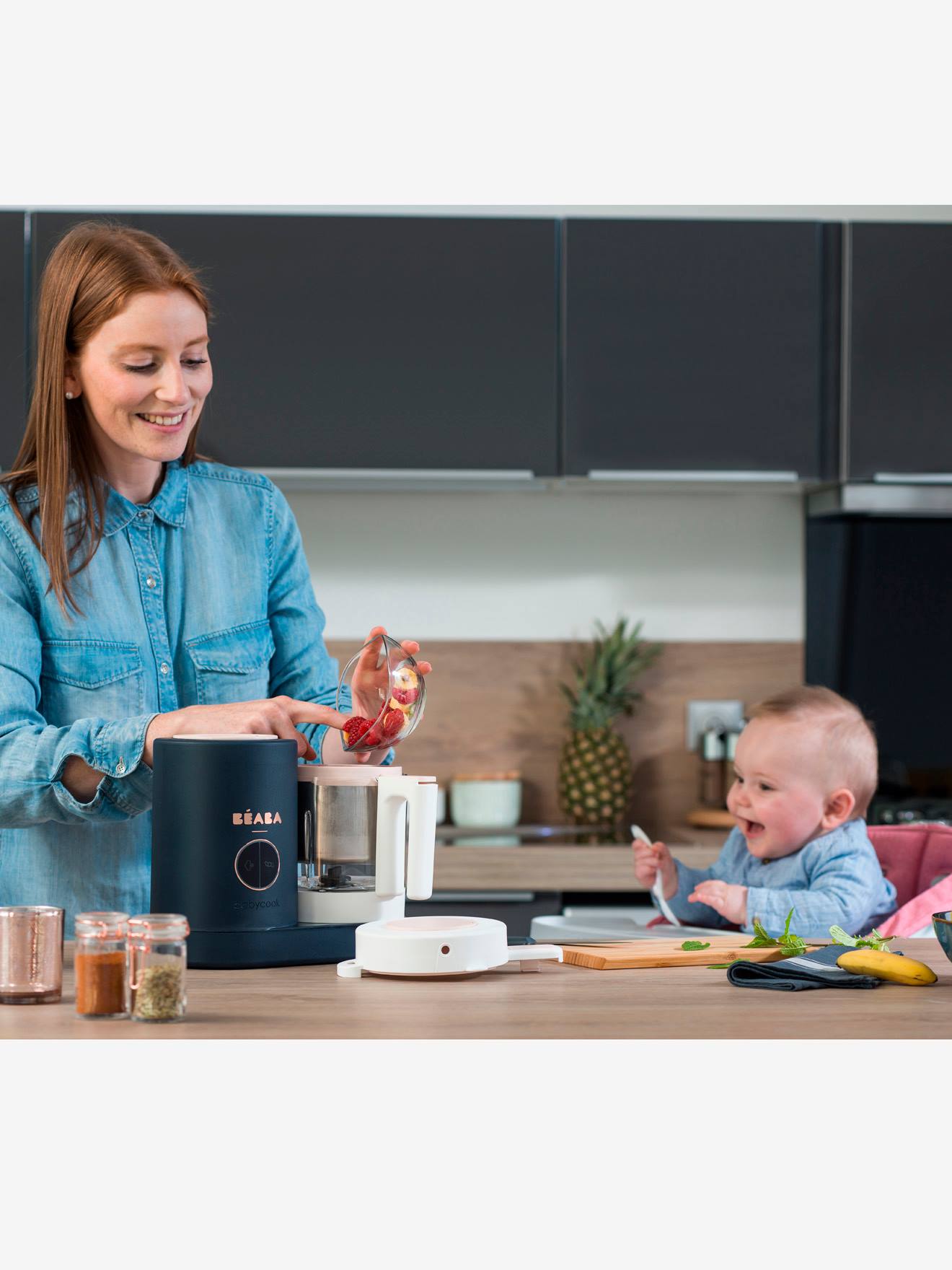 Robô BEABA Babycook Neo 4 em 1, Azul Escuro Liso