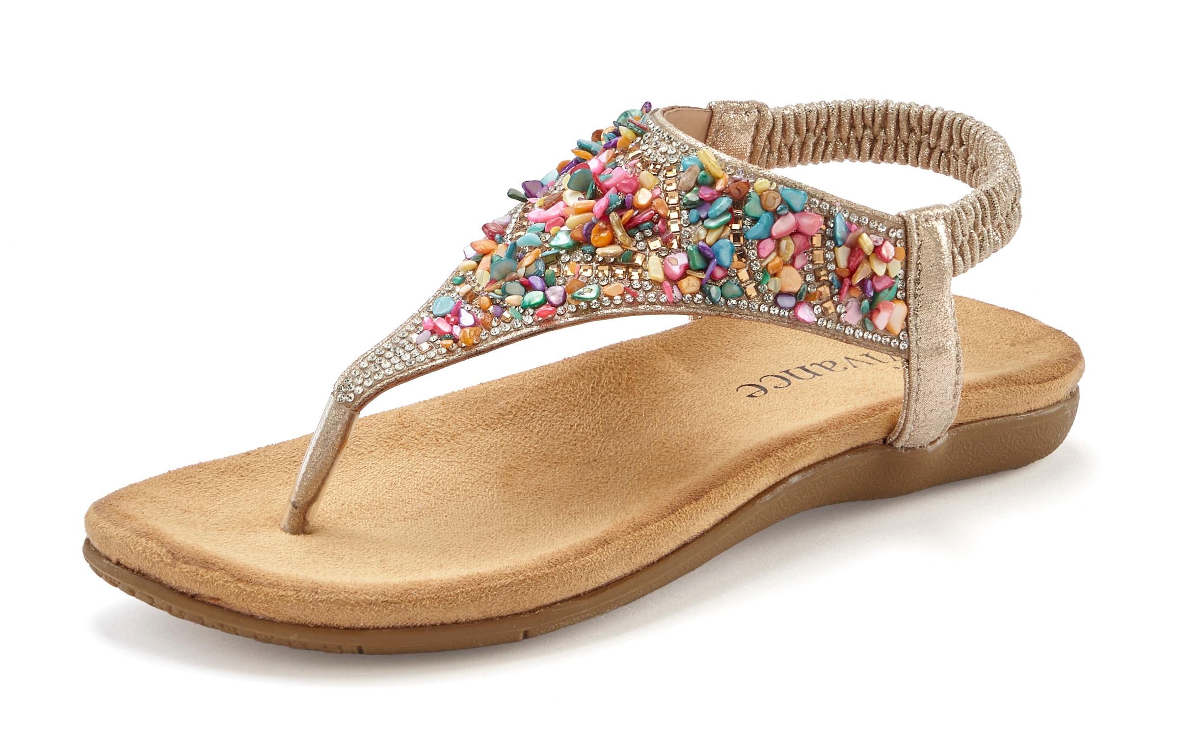 Vivance Sandale »Sommerschuh«  Zehentrenner Sandale mit Schmucksteinen VEGAN