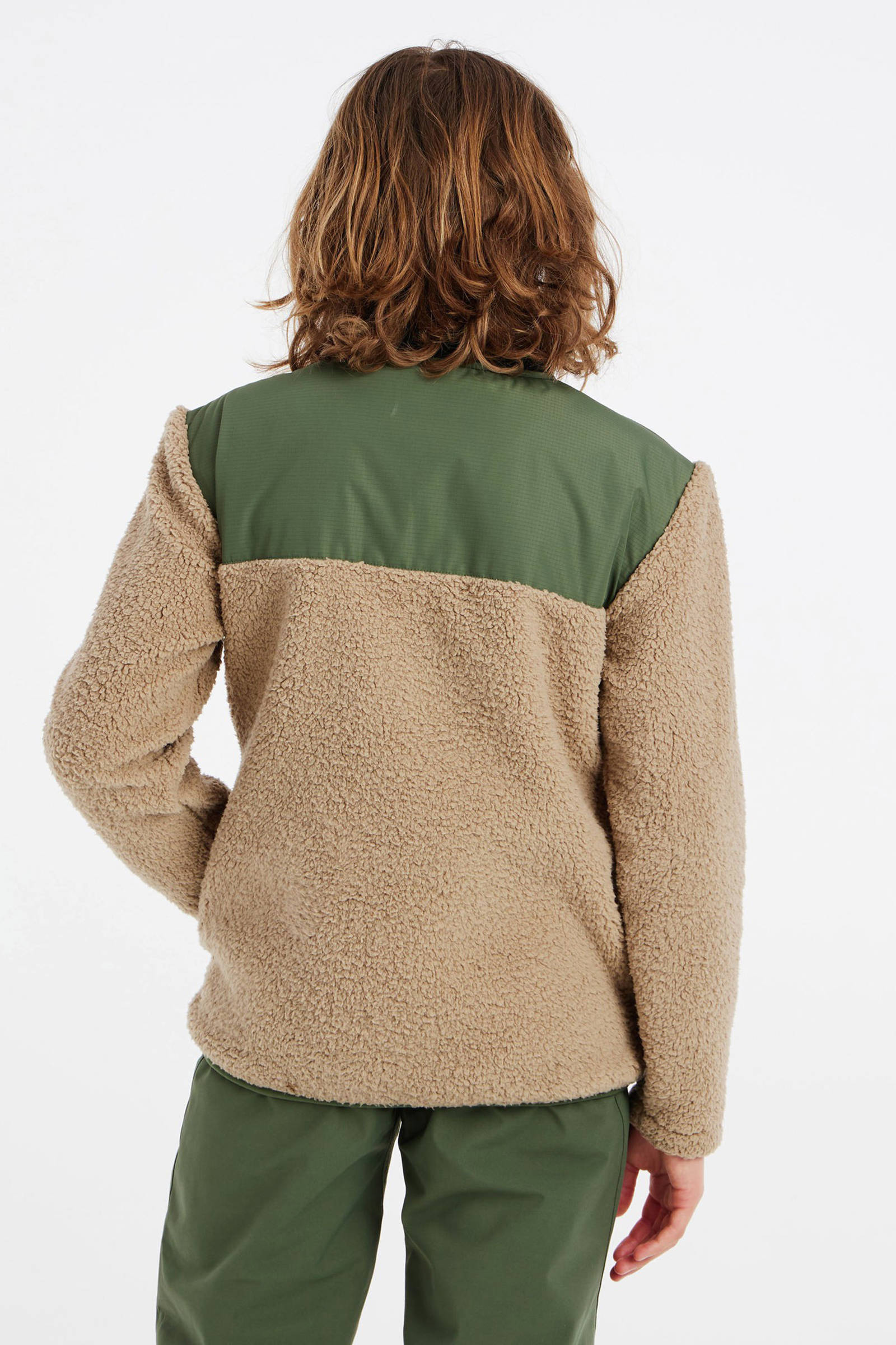 Protest teddy fleece vest PRTHERON JR ecru/zwart/groen